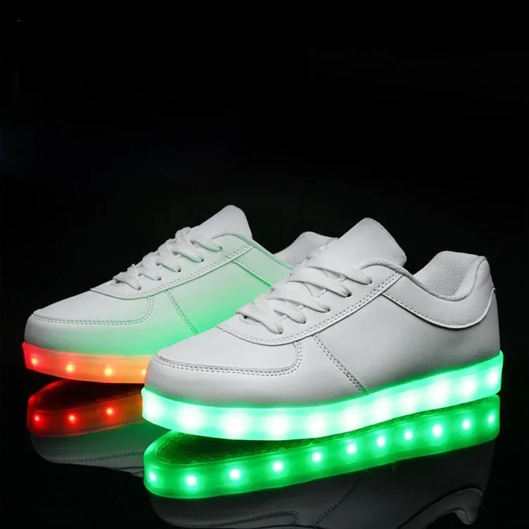 Unisex LED-kengät, trendikkäät valokenkät, mustavalkoinen, koot 35-46