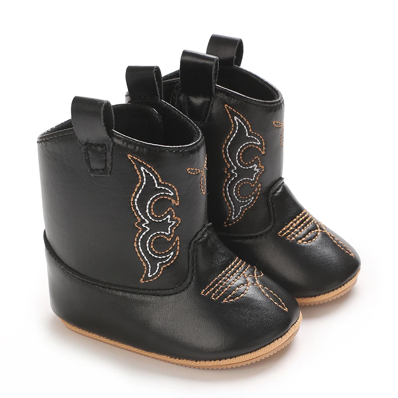Chaussures pour bébés, Bottes western en cuir, semelles souples, antidérapantes