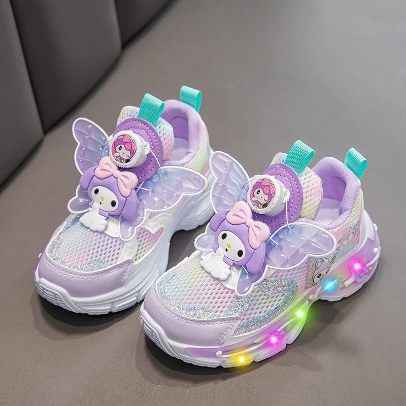 chaussures de sport princesse avec éclairage, chaussures décontractées bouton rotatif