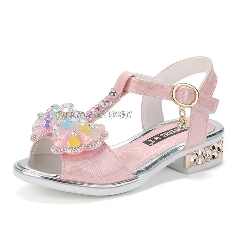 Chaussures de princesse à nœud, Sandales à talons plats, Chaussure femme cendriyon