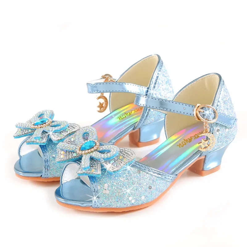 Chaussures de princesse, à paillettes brillante, nœud papillon et perles, chaussure femme cendriyon