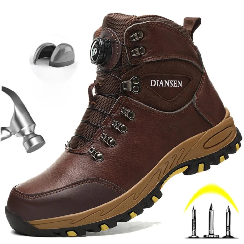 Chaussures De Sécurité En Cuir Bout En Acier Indestructible Respirantes Antidérapantes Durables
